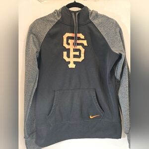 Nike Black and Gray Hoodie with Orange Logo